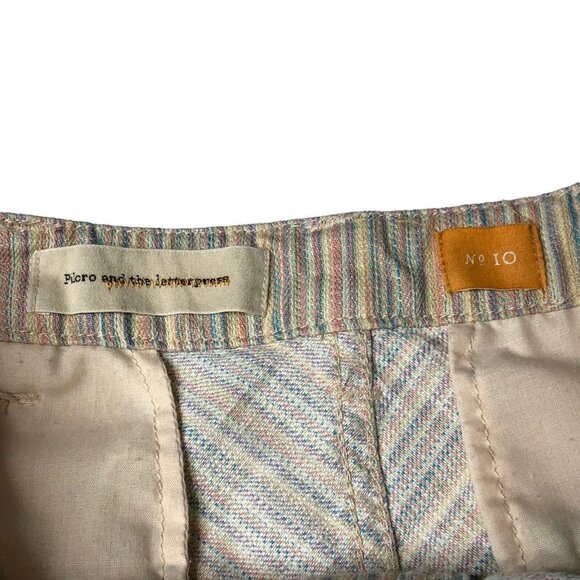 Pilcro and the Letterpress Colorful Striped Button Down Front Skirt Size 10 - Picture 3 of 9